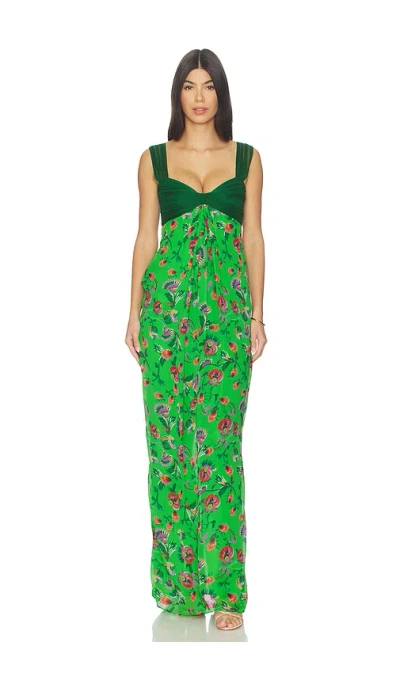 Saloni Chani Long Dress In Green