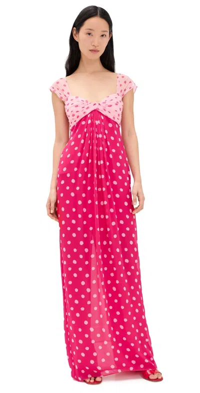Saloni Chani Long Dress Polka Strawberry
