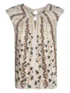 Saloni Claudia B Keyhole-neckline Blouse In Gray