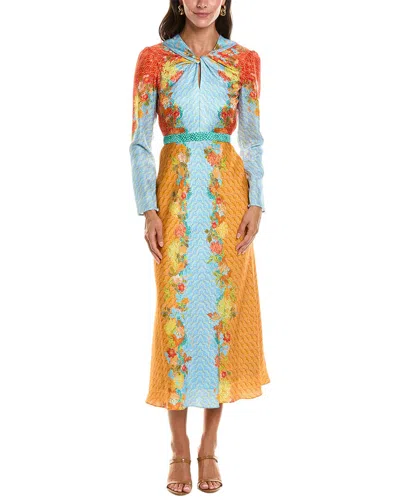 Saloni Claudia Crackle Stamped Silk Mini Dress In Multi