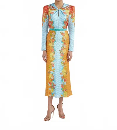 Saloni Claudia Midi Dress In Florentina Cloud