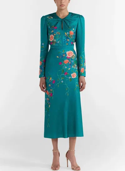 Saloni Claudia Midi Dress In Peacock