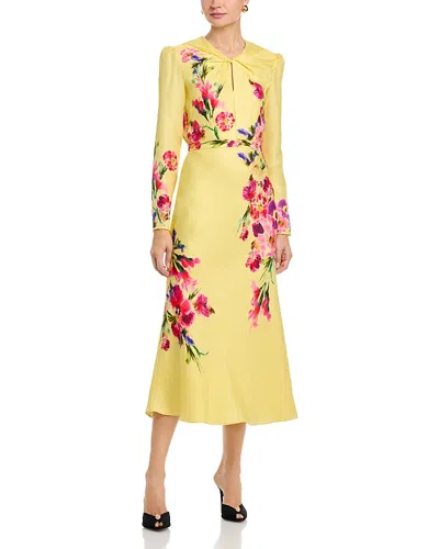 Saloni Claudia Floral-print Dress In Yellow