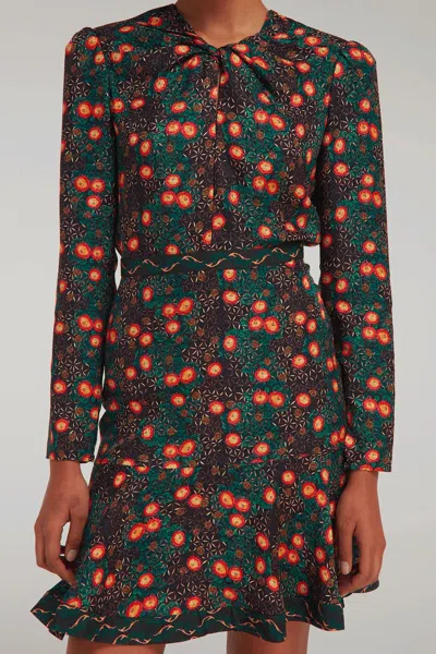 Saloni Claudia Short Dress In Akina Onyx In Multi