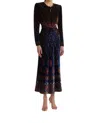 Saloni Claudia Velvet Midi Dress In Jewel Rays In Black