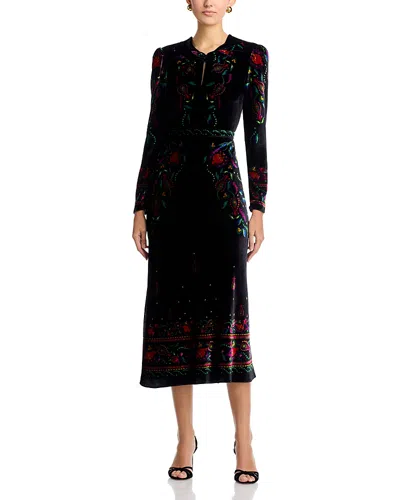 Saloni Claudia Velvet Midi Dress In Multi