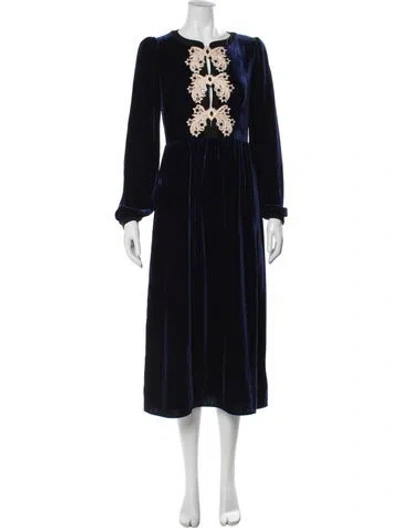 Pre-owned Saloni Colorblock Pattern Long Dress In Blue
