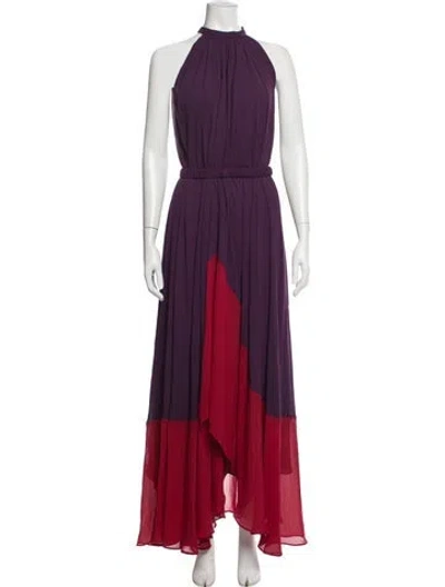 Pre-owned Saloni Colorblock Pattern Long Dress In Purple