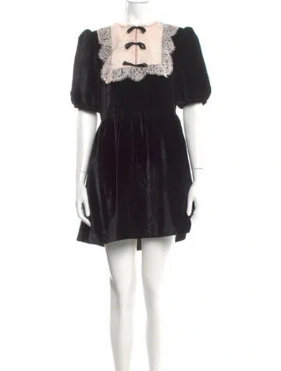 Pre-owned Saloni Colorblock Pattern Mini Dress In Black