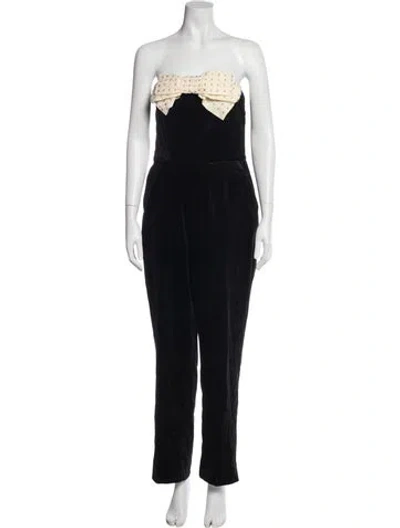 Pre-owned Saloni Colorblock Pattern Strapless Jumpsuit In Black