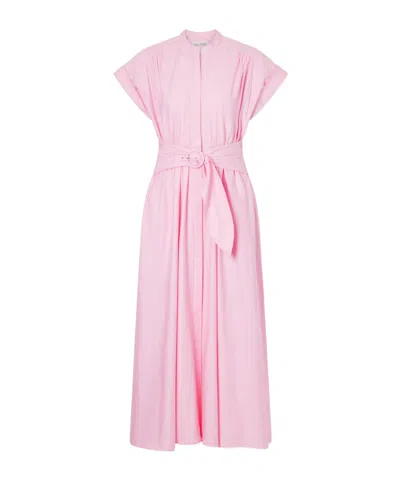 Saloni Neesha Belted Cotton Maxi Dress In Brown