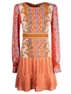 Saloni Vera Mixed-print Flounce Midi Dress In Papyrus Pillar