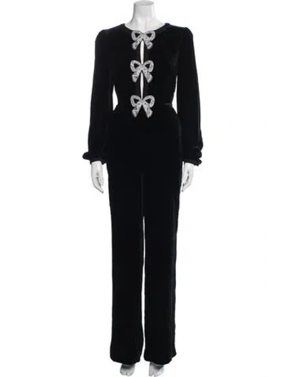 Pre-owned Saloni Crew Neck Jumpsuit In Black
