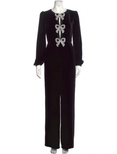 Pre-owned Saloni Crew Neck Jumpsuit In Black