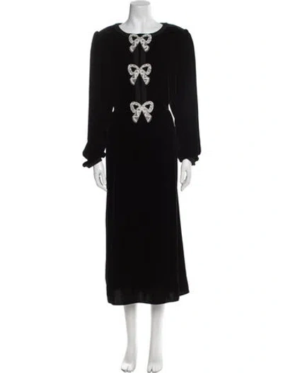 Pre-owned Saloni Crew Neck Long Dress In Black