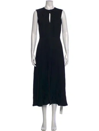 Pre-owned Saloni Crew Neck Long Dress In Black