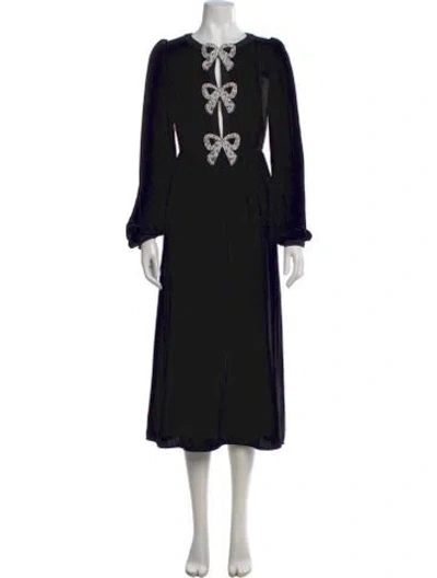 Pre-owned Saloni Crew Neck Long Dress In Black