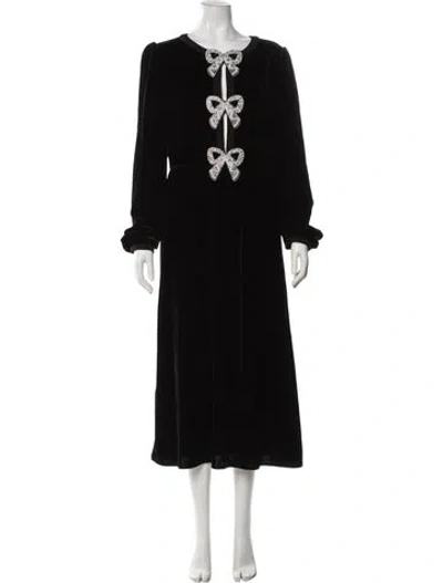 Pre-owned Saloni Crew Neck Long Dress In Black