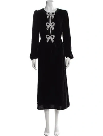 Pre-owned Saloni Crew Neck Long Dress In Black