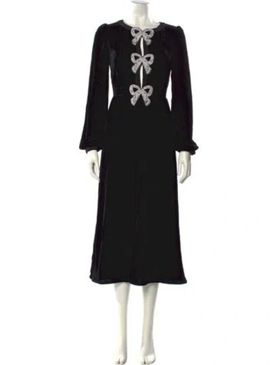 Pre-owned Saloni Crew Neck Long Dress In Black