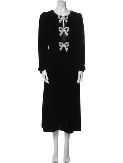 Pre-owned Saloni Crew Neck Long Dress In Blue