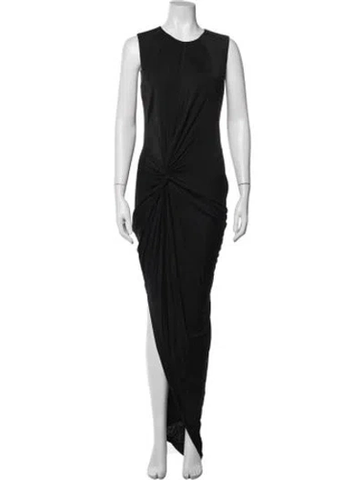 Pre-owned Saloni Crew Neck Long Dress In Blue