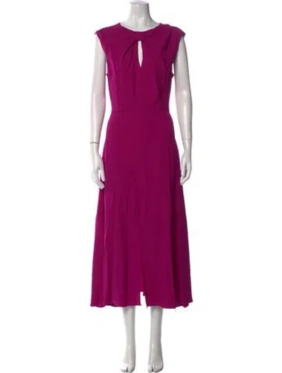 Pre-owned Saloni Crew Neck Long Dress In Purple