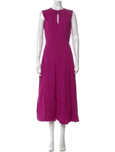 Pre-owned Saloni Crew Neck Long Dress In Purple