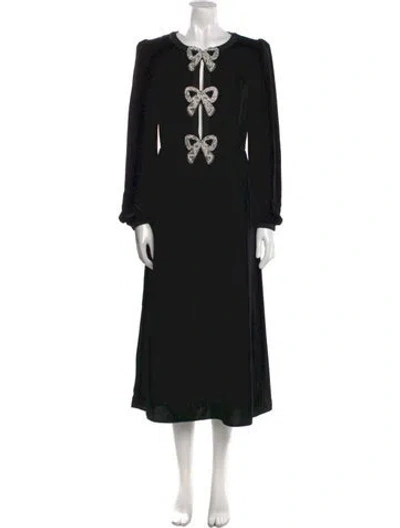 Pre-owned Saloni Crew Neck Long Dress W/ Tags In Black