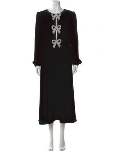 Pre-owned Saloni Crew Neck Long Dress W/ Tags In Black