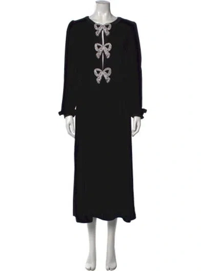 Pre-owned Saloni Crew Neck Long Dress W/ Tags In Black