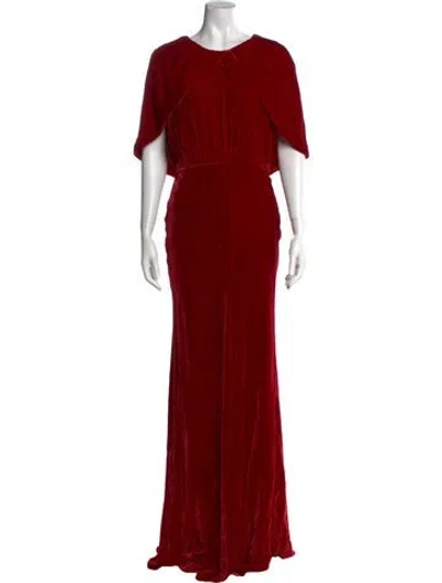 Pre-owned Saloni Crew Neck Long Dress W/ Tags In Red