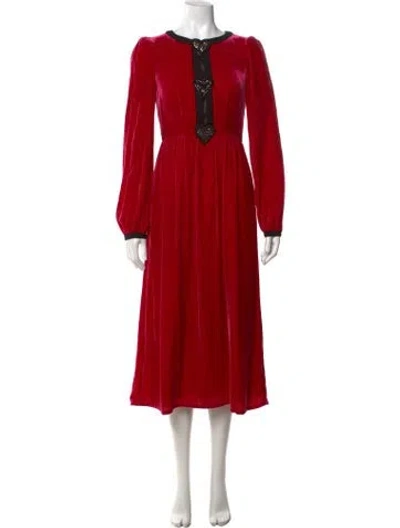 Pre-owned Saloni Crew Neck Midi Length Dress