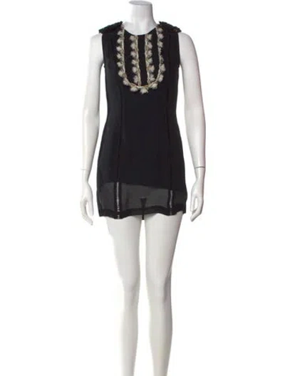 Pre-owned Saloni Crew Neck Mini Dress In Black