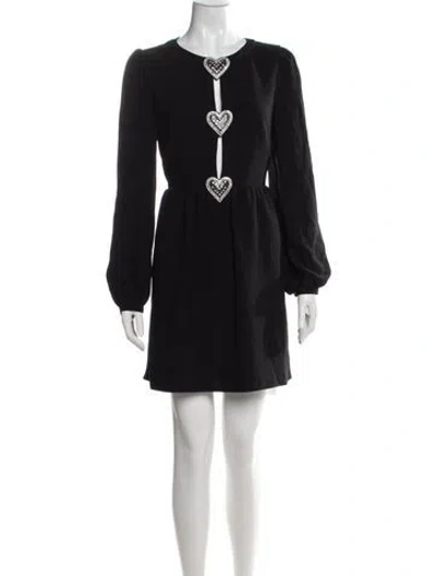 Pre-owned Saloni Crew Neck Mini Dress In Black