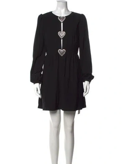 Pre-owned Saloni Crew Neck Mini Dress In Black