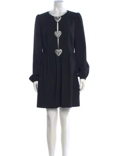 Pre-owned Saloni Crew Neck Mini Dress In Blue