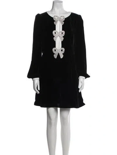 Pre-owned Saloni Crew Neck Mini Dress In Blue