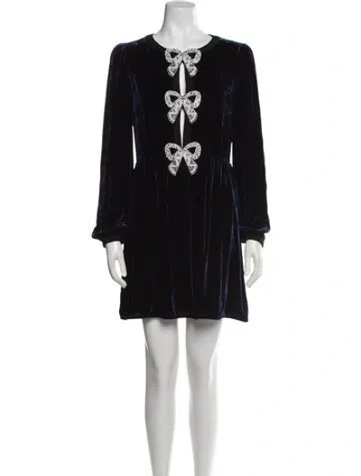 Pre-owned Saloni Crew Neck Mini Dress In Blue