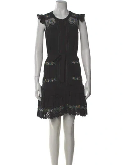 Pre-owned Saloni Crew Neck Mini Dress In Multi