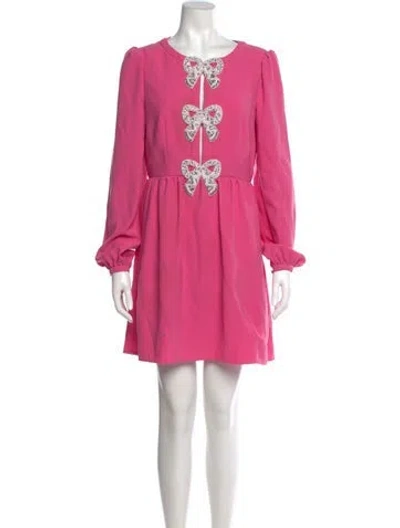 Pre-owned Saloni Crew Neck Mini Dress In Pink
