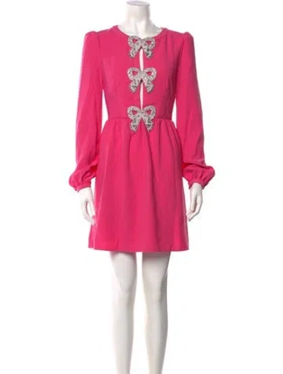 Pre-owned Saloni Crew Neck Mini Dress In Pink