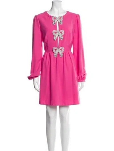 Pre-owned Saloni Crew Neck Mini Dress In Pink