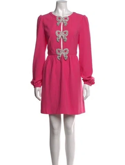 Pre-owned Saloni Crew Neck Mini Dress In Pink