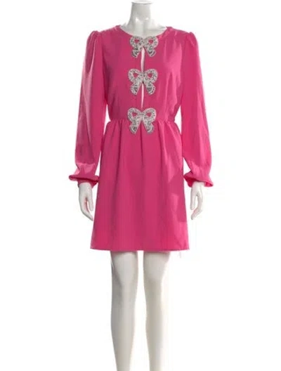 Pre-owned Saloni Crew Neck Mini Dress W/ Tags In Pink