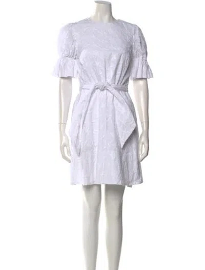 Pre-owned Saloni Crew Neck Mini Dress In White