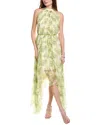 Saloni Irinia Dress In Terrarium Lemon In Green