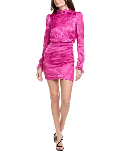 Saloni Daybreak Jacquard Silk-blend Mini Dress In Purple