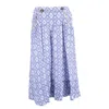 Saloni Della Floral-embroidered Midi Skirt In Blue Linen In Blue