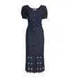 Saloni Denim Embroidered Blanca Midi Dress In Blue